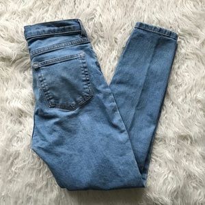 EVERLANE HIGH RISE LIGHT WASH BLUE SKINNY JEANS
